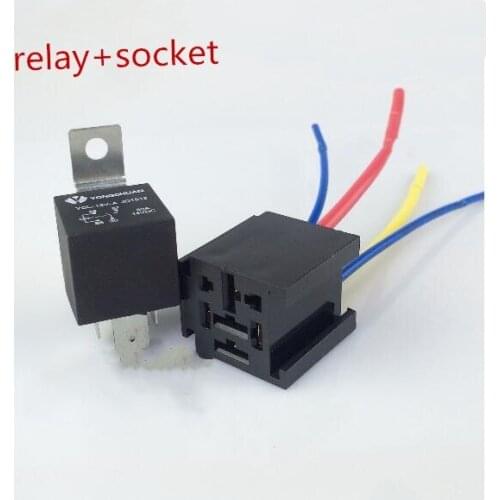 YCL-12V-A copper 6.3mm+9.5mm 4pin 12V/24V 80A automotive relay car relay with relay socket for Car modification