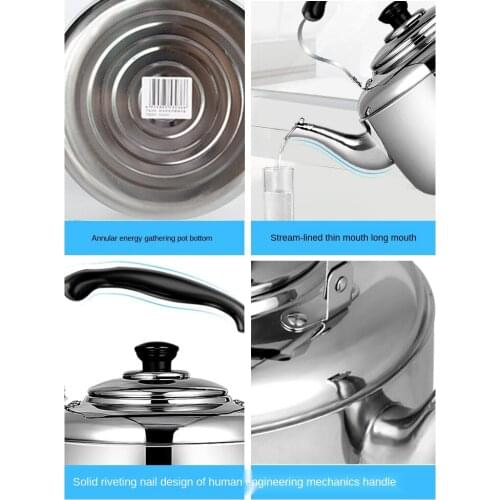 Kettle 304 Stainless Steel Whistle Kettle Large Capacity Gas Household Induction Cooker Gas Universal