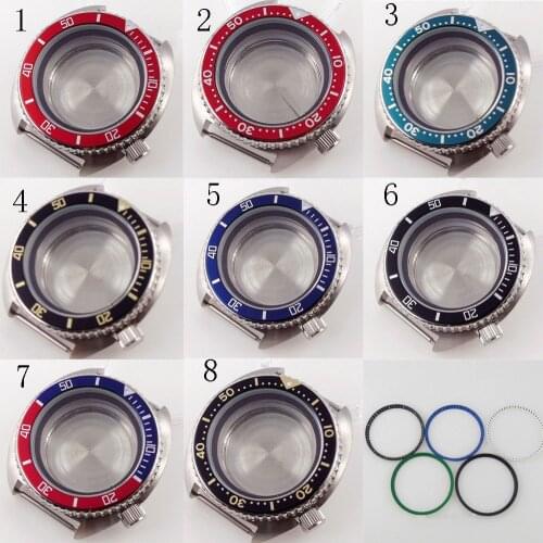Bliger 45mm Watch Case For NH35A NH36A Stainless Steel Sapphire Glass Alloy Bezel Insert 50m Waterproof Multicolor Chapter Ring