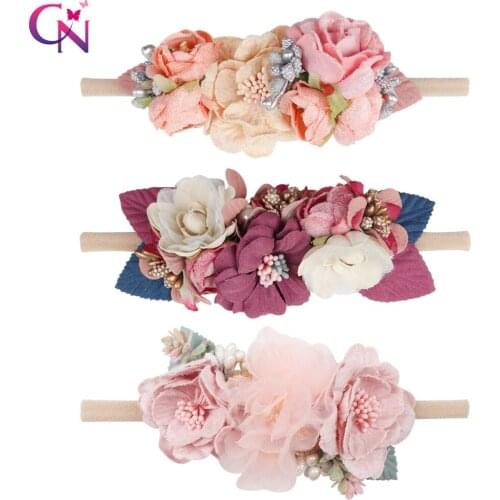 CN 1PC Elastic Kids Children Hairbands New Baby Girls Flower Headband Rose Bow Pearl Hair Accessories Photo Props Headwear