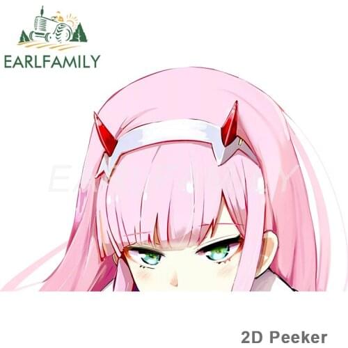 EARLFAMILY 13cm x 8.3cm for Zero Two Peek Anime Car Stickers RV Funny Decal Car Assessoires Sticker Motorcycle Windows Decor
