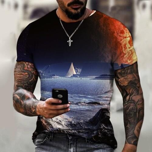2021 New Summer 3d Printed T-shirt Print Mens T-shirt Starry Sky Print Casual T-shirt O-neck Short Sleeve Size Xxs-6xl