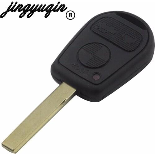 Jingyuqin Uncut Blade Key Remote Fob Case Replacement Car Key Shell Cover Keyless Fob Rubber Housing for BMW 3 buttons