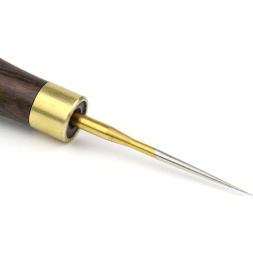 Junetree high quality steel awl good wooden handle for professional leather craft Circular Awl DIY Tool Wooden Handle Punch