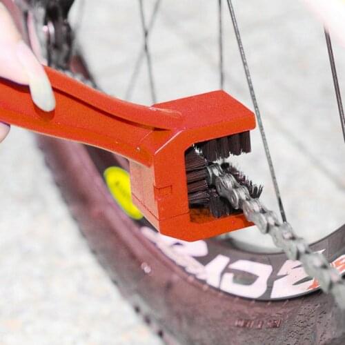 Red Motorcycle Chain Cleaner Plastic Bike Bicycle Moto Brush Cycling Clean Chain Cleaner Outdoor Scrubber Tool For Road MTB
