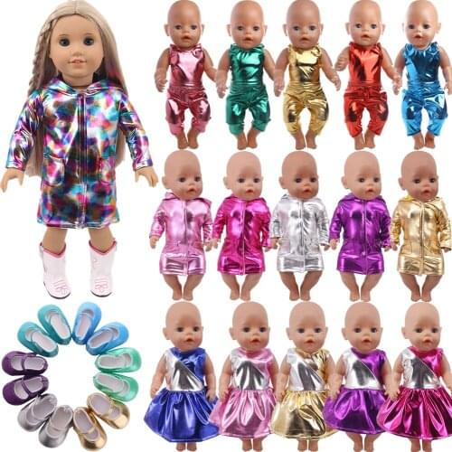Doll Clothes Leather Windbreaker Jacket,T-shirt Shorts,Skirt,Shoes For 18Inch American&43Cm Reborn Baby Doll Toy,Generation Gift