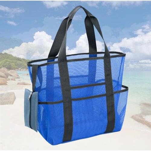 Summer Mesh Swimming Bag Folding Quick Dry Tote Beach Bathroom Shower Organizer Multiple Pockets Container Pouch Handbag X367A