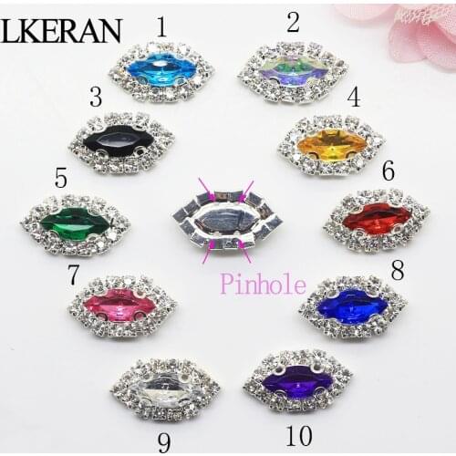 LKERAN 10pcs/lot 12*24mm geometry acrylic rhinestone buttons for 4-hole fashion DIY Handmade Sewing decoration jewelry parts