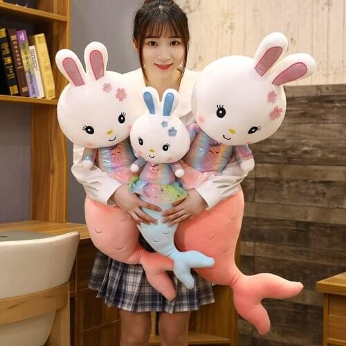 Kawaii plush mermaid plush toys creative rabbit mermaid kids animals plush doll soft plush toys for baby birthday gift