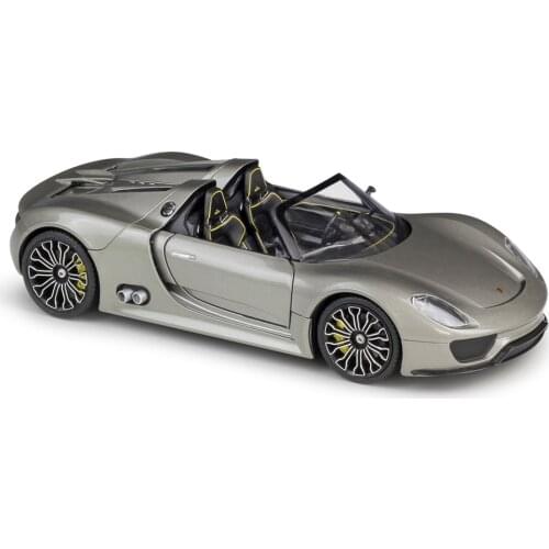 Welly 1:24 Diecast 918 Spyder Concep Open-top Black Grey Sport Cars High Simulation Vehicle Alloy Metal Model Car