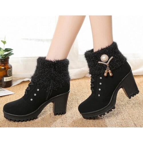 Fashion Womens Snow Boots Ladies Snow Boots Winter New Womens Winter Shoes Womens Warm in the Tube Womens Cotton Shoes Boots