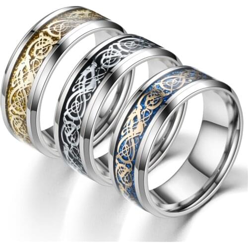 Dragon pattern Stainless steel mens ring fashion trend jewelry