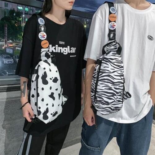 Zebra Pattern Chest Pouch Unisex Waterproof Large Capacity Crossbody Bag Nylon Trend Hip Belt Phone Pouch Men Short Travel Bags