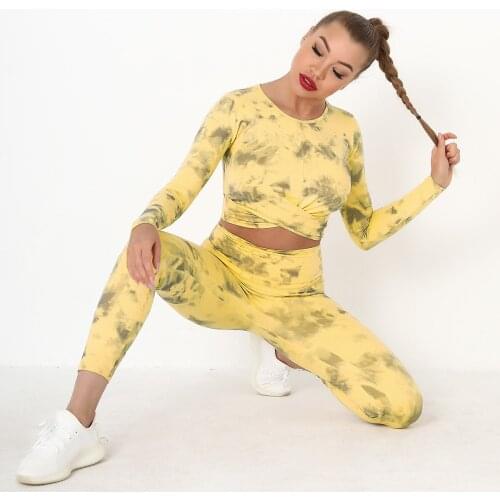 New tie-dye yoga clothes long-sleeved fitness trousers yoga fitness clothes women workout set