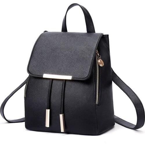 Spring And Autumn 2021 New Double Zipper Iron Edging Drawstring Flap Pu Popular Backpack Fashion Female Backpack Female Bag