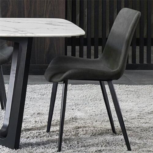 Dining Chairs Home Furniture Modern simple Nordic Restaurant Ins Luxury Leather Chair Creative Chair Wrought Iron Backrest L