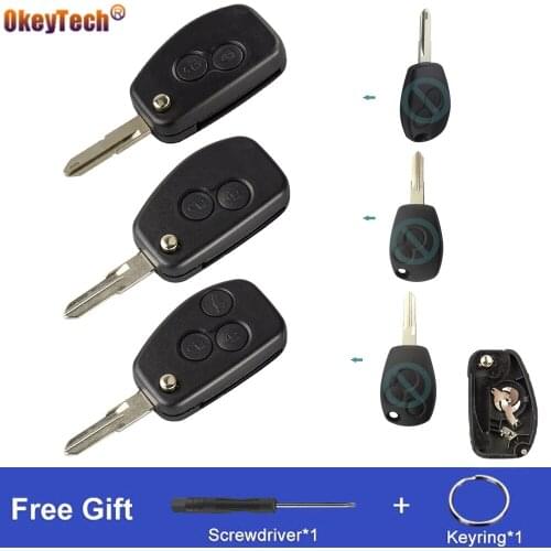 OkeyTech 2/3 Button Modified Flip Folding Remote Key Shell Case Fob Replacement For Renault Megane Dacia Modus Espace DusterClio