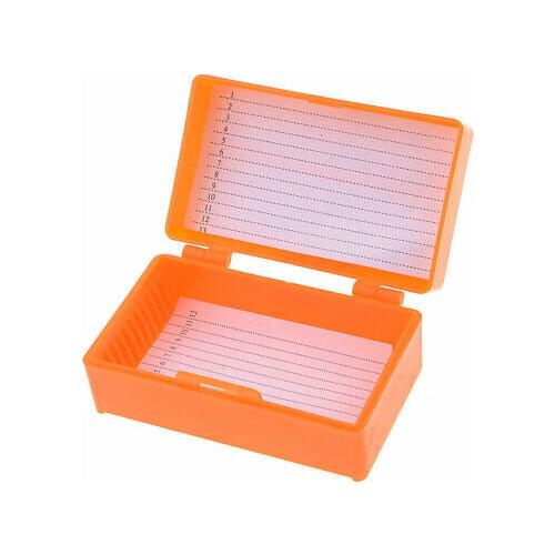 Orange Plastic Rectangle Shape 12 Slides Microscope Box 3.1" x 1.8"