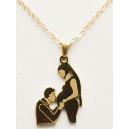 Family Baby Stainless Steel Pregnancy Necklace Mens Womens Husband Wife Gold Silver Pendant Jewelry Mothers Day Gift New