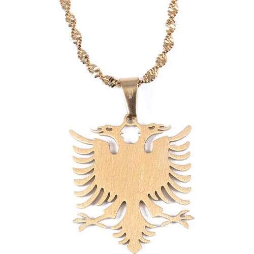 Albania Eagle Pendant Necklaces Stainless Steel Ethnic Trendy Jewelry Gifts