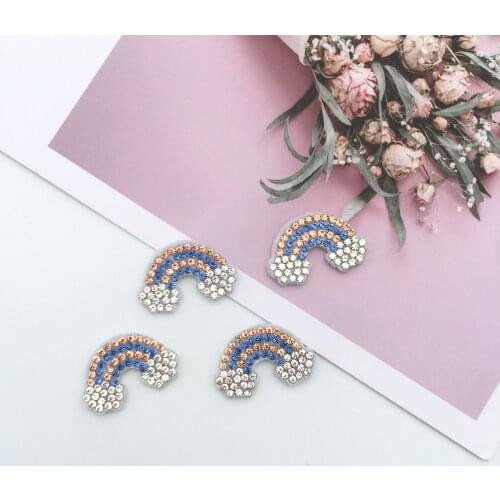 20Pcs/Lot Cute Style Rhinestone Daimond Rainbow Patches Appliques for Cloth BB Hat Card DIY Hair Clip Accessories