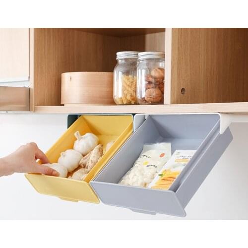Plastic table hanging storage box Table Under Paste Plastic Desk Organizer Pen Storage Drawer Punch-free Storage Baskets