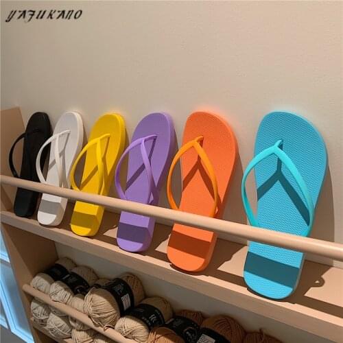 Candy Color Beach Flip Flops Simple Comfort Casual Slippers Fashion Non-Slip Couple Clip-Toe Sandals Soft Sole Indoor Home Shoes