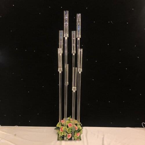 Home wedding decorating light Acrylic tall candelabra Candlestick Holders Wedding Table Centerpiece Flower Stand Candelabrum