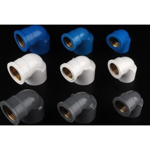 2pcs 1/2, 3/4Inch PVC Reducing Elbow Connectors Female Thread Brass 90 Degree Elbow Adapters for Garden Water Irrigation