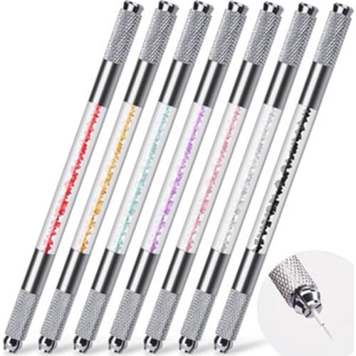 Manual Double Crystal Acrylic Tattoo Pen Microblading Permanent Makeup Eyebrow Tools 2 Usage For Flat or Round Needles