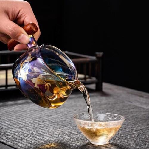 Color Borosilicate Glass Teaware Black Tea Teapot Green Tea Heat-Resistant Tea Pot Set Puer Kettle Office Home Glass Teapot
