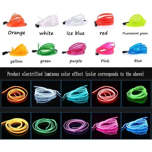 1M/2M/3M/5M Car Interior Led Decorative Lamp EL Wiring Neon Strip For Auto DIY Flexible Ambient Light USB Party Atmosphere Diode