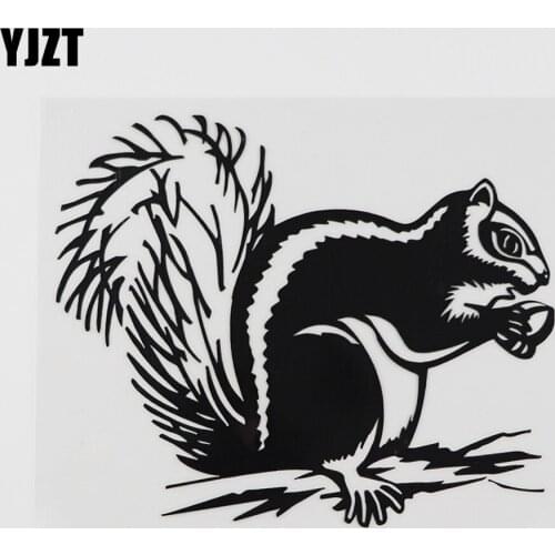 YJZT 15.5CMX12.7CM Cute Squirrel Rodent Genus Sciurus Vinyl Car Sticker Black/Silver 8A-0149