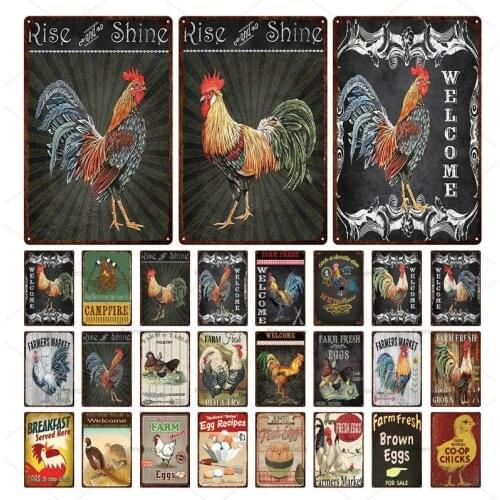 Vintage Hen House Decoration Tin Plaque Metal Poster Farm Chicken Metal Sign Farm Decoration Vintage Wall Artwork Iron Painting