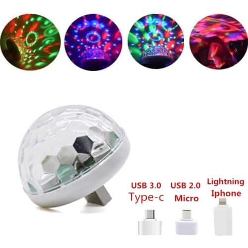 Magic Bulb Small Car Lamp Usb Party Home Light Dj Disco Ball Mini Led Disco Lights Compatible With Cellphone Port