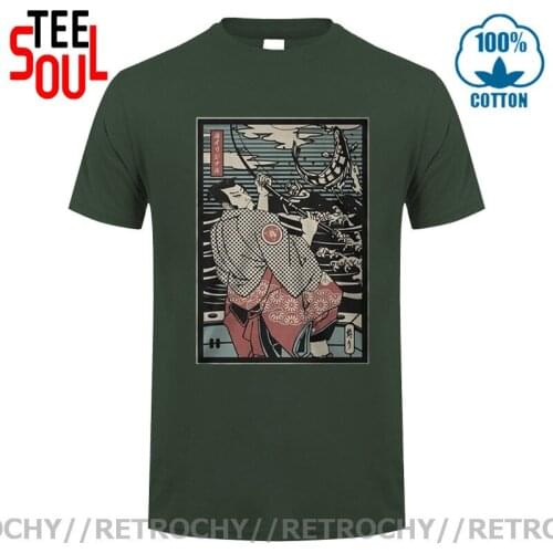 Retrochy Fishing Samurai T-Shirt Samurai Fisher Funny T Shirt Men Fisherman Trout Fish Streetwear Harajuku TShirt HipHop Clothes