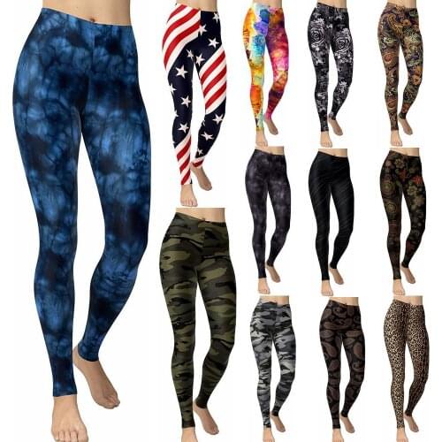 WITHZZ High Waist Womens Casual Pants Leopard Print Camouflage Print Stretch Sports Women Leggings