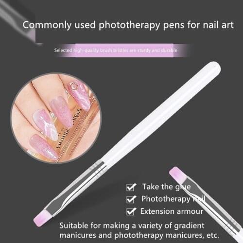 1PC Nail Art White Rod Light Therapy Pen Acrylic UV Gel Extension Brushes Nail Polish Transfer Manicure Drawing Brush Paint Tool