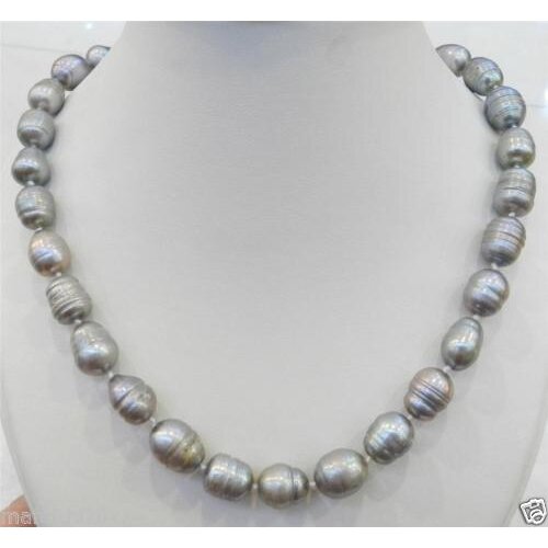 10-11MM SILVER COLOR NATURAL TAHITIAN PEARL NECKLACE 18" AAA
