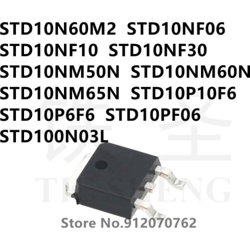 10PCS STD10N60M2 STD10NF06 STD10NF10 STD10NF30 STD10NM50N STD10NM60N STD10NM65N STD10P10F6 STD10P6F6 STD10PF06 STD100N03L TO-252