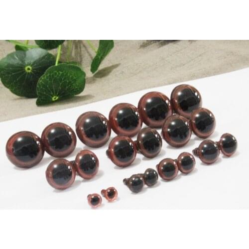 100pcs 6mm-24mm round plastic safety brown toy eyes with washer for diy doll plush doll--size option