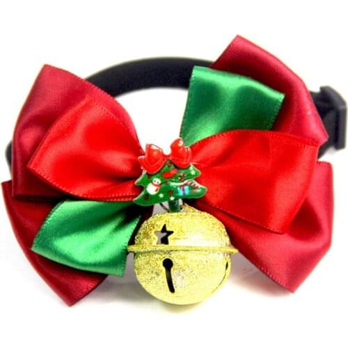 100PCS / LOT Christmas Pet Bow Tie Dog Cat Necklace Adjustable Strap Pet Supplies