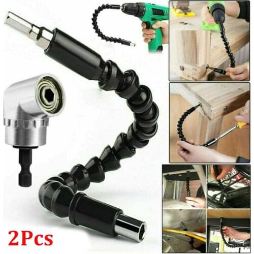 2PCS Right 105 Angle Drill Flexible Shaft Bit Kit Extension Screwdriver Bit Holder+universal Flexible Shaft With Hexagon Handle