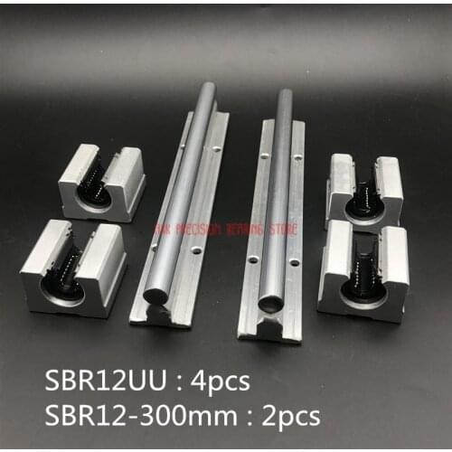 2019 Rushed New Cnc Router Parts AXK 12mm Linear Rail Sbr12 L 300mm Support Rails 2 Pcs + 4 Sbr12uu Blocks For Cnc For Shaft