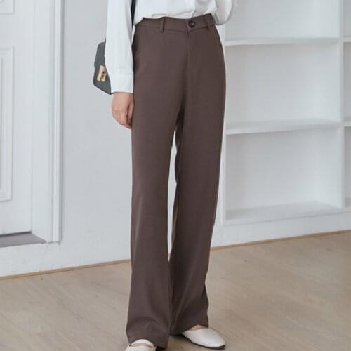 2021 Autumn Solid Women Long Pants Casual Suit Pants Wide leg Female Trousers High Waist Office Lady Business Straight Loose
