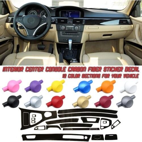 5D Gloss Carbon Fiber Vinyl Film Interior Center Console Sticker For BMW 3 Series E90 2005-2012