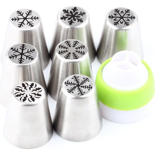 7Pcs Piping Icing Stainle Steel Party Nozzles Russian Tips Baking Pastry Tools And Cake Baking Tools 1Pcs Converter Coupler