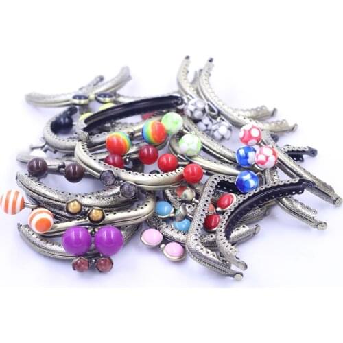 8.5cm Bronze Tone Semicircle Arch Square Metal Purse Frame Clasp Lock Clutch Handle Buckle Sewing Holes DIY Handbag Accessories