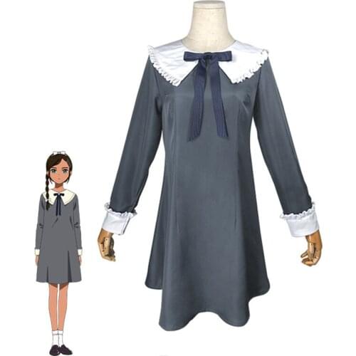 Anime WONDER EGG PRIORITY Aonuma Neiru Cosplay Costume Women Cute Grey One-piece Dress Halloween Party Uniforms