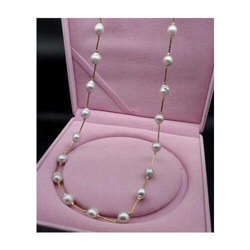 Noble jewelry natural baroque Japan kasumi white pearl necklace 30 inch 14K Gold